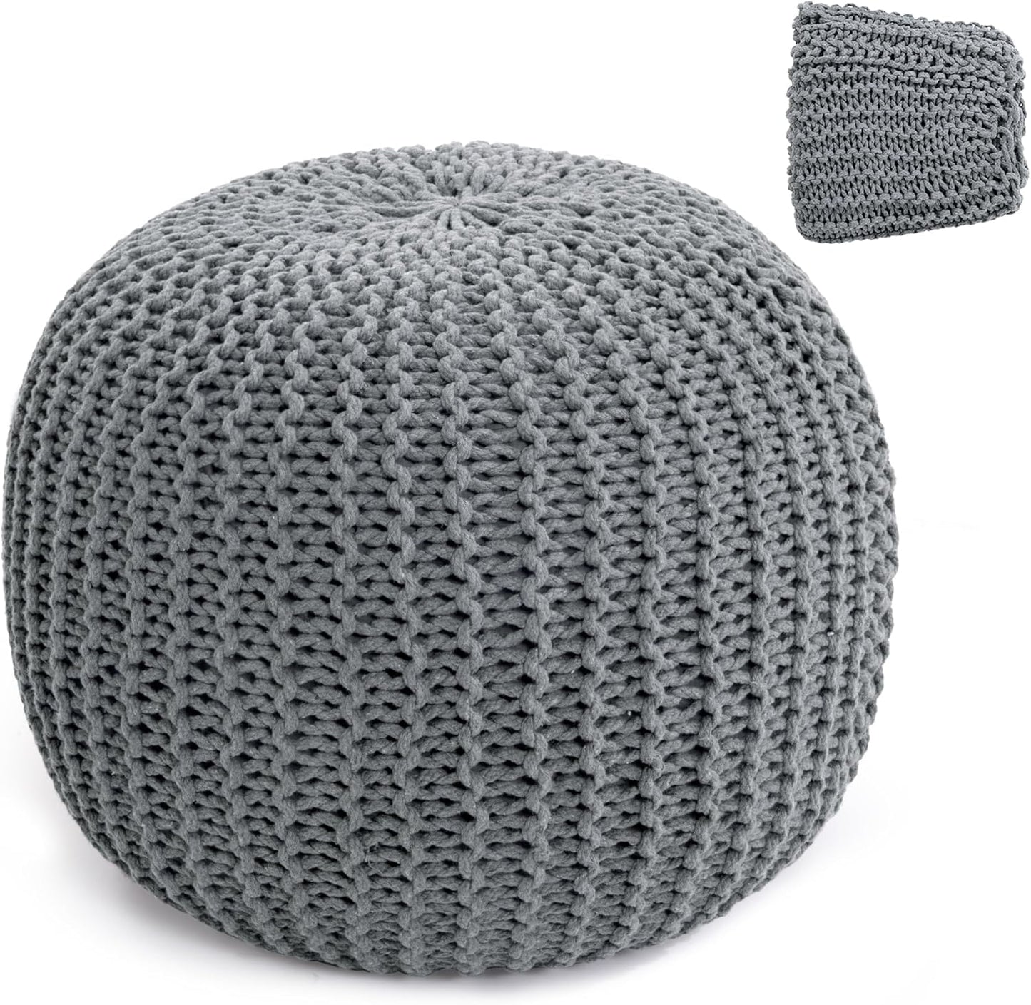 Knitted round pouf Ottoman